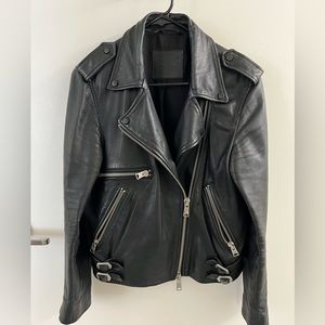 Vintage All Saints Higgens Leather Biker Jacket size 8